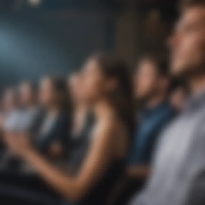 Audience members actively listening and engaged during a presentation