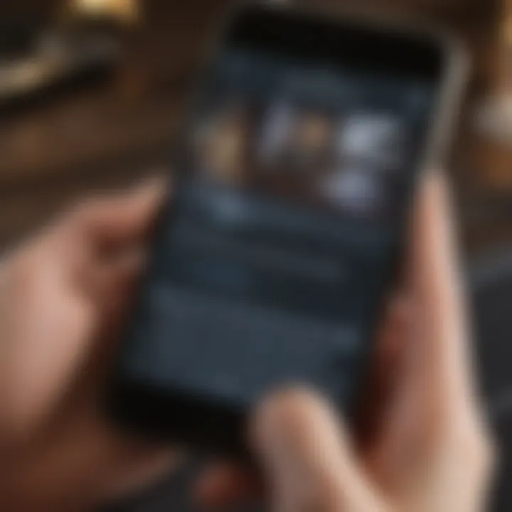 Close-up of a hand typing a message on a mobile device