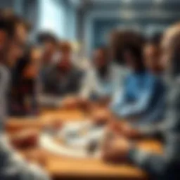 A diverse group engaged in a strategic board game that fosters teamwork.