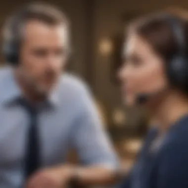 Active Listening in Customer Service A thoughtful customer service representative engaged in a conversation with a client, demonstrating active listening.